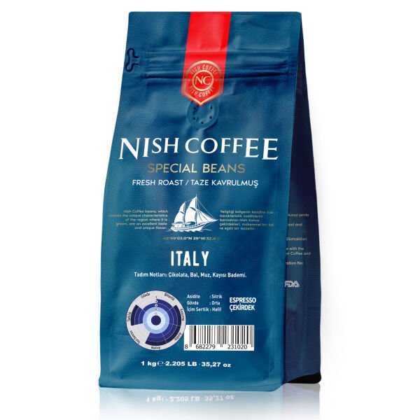 Nish Espresso İtaly 1 kg - Çekirdek + Karamel Şurup Hediyeli