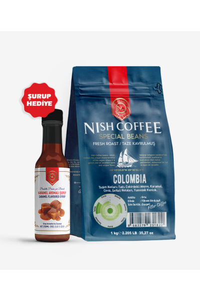 Nish Kahve Colombia 1 kg - Çekirdek + Karamel Şurup Hediyeli