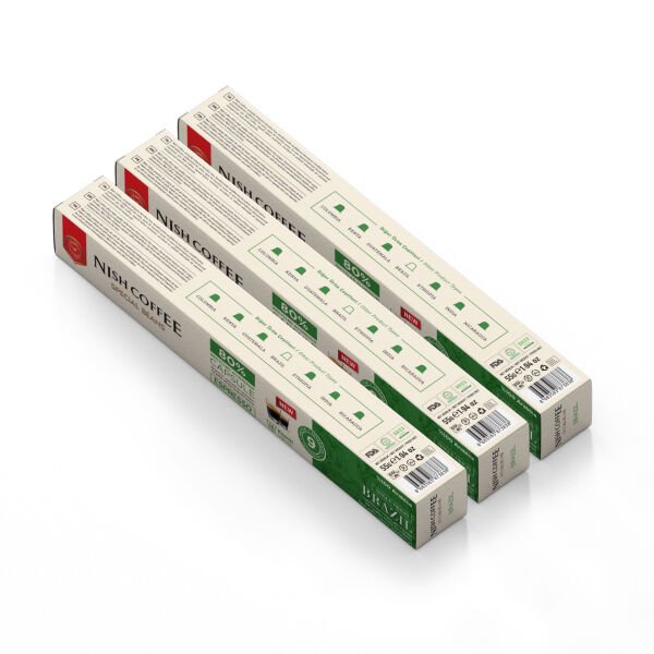 Nish Coffee Single Orijin Kapsül Kahve Kahve Brasil (Nespresso Uyumlu) 3lü Set (30 Kapsül)