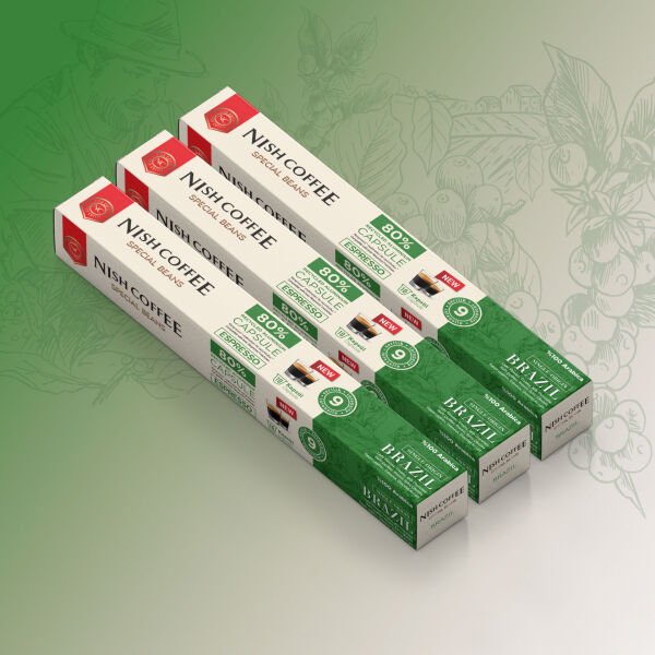 Nish Coffee Single Orijin Kapsül Kahve Kahve Brasil (Nespresso Uyumlu) 3lü Set (30 Kapsül)