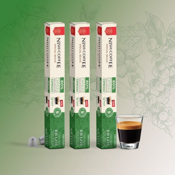 Nish Coffee Single Orijin Kapsül Kahve Kahve Brasil (Nespresso Uyumlu) 3lü Set (30 Kapsül)