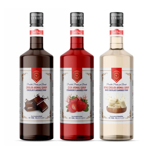 Nish Çikolata Çilek Beyaz Çikolata Şurupları 3 x 700 ML - Pet Şişe