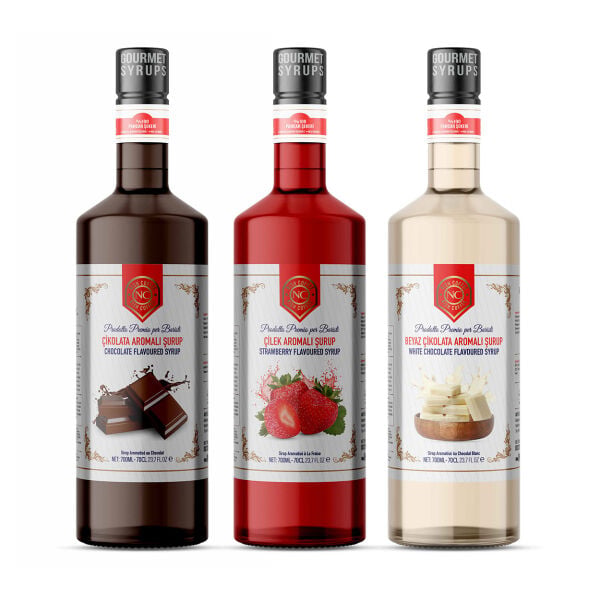 Nish Çikolata Çilek Beyaz Çikolata Şurupları 3 x 700 ML - Pet Şişe