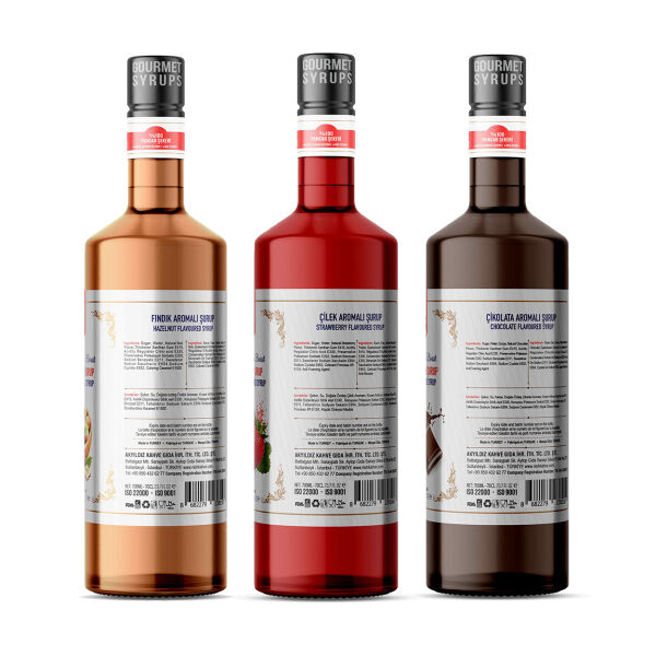 Nish Fındık Çilek Çikolata Şurupları 3 x 700 ML - Pet Şişe