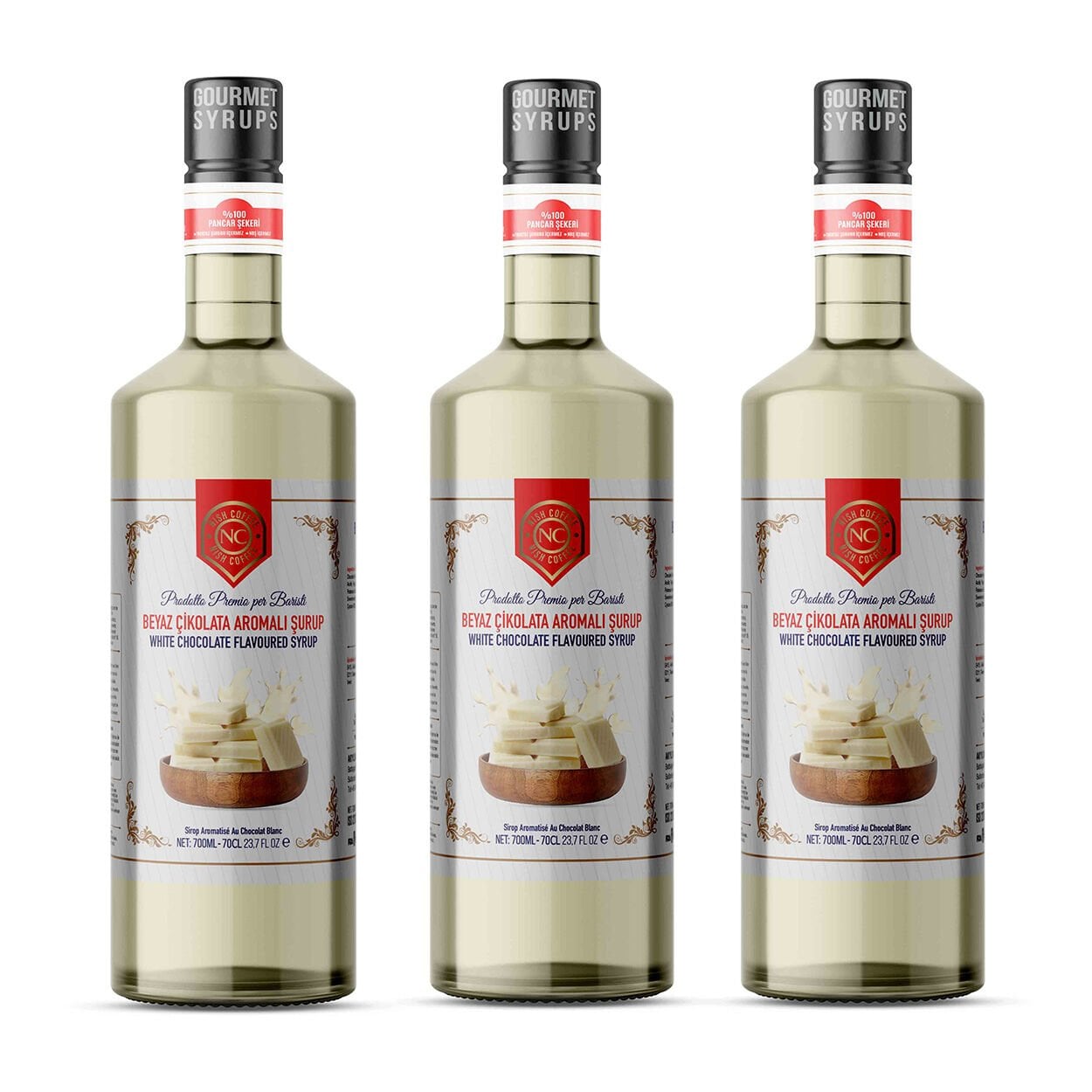 Nish Beyaz Çikolata Aromalı Şurup 3 x 700 ML - Pet Şişe
