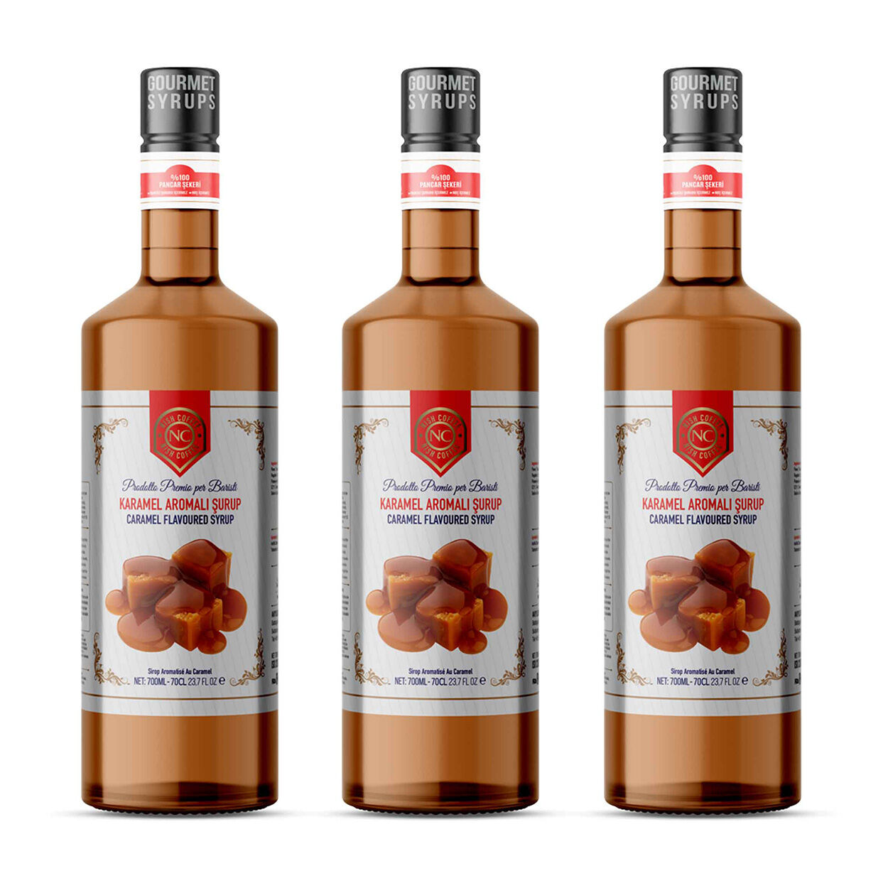 Nish Karamel Aromalı Şurup 3 x 700 ML - Pet Şişe