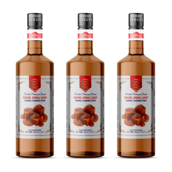 Nish Karamel Aromalı Şurup 3 x 700 ML - Pet Şişe