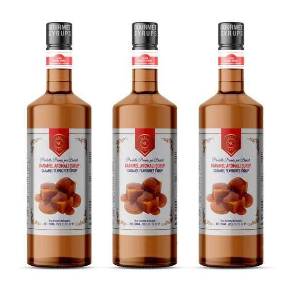Nish Karamel Aromalı Şurup 3 x 700 ML - Pet Şişe