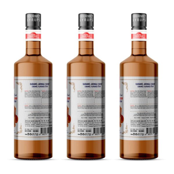 Nish Karamel Aromalı Şurup 3 x 700 ML - Pet Şişe
