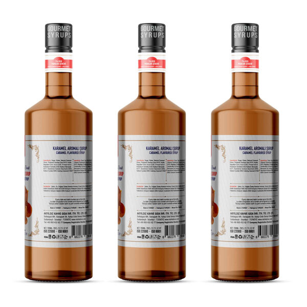 Nish Karamel Aromalı Şurup 3 x 700 ML - Pet Şişe