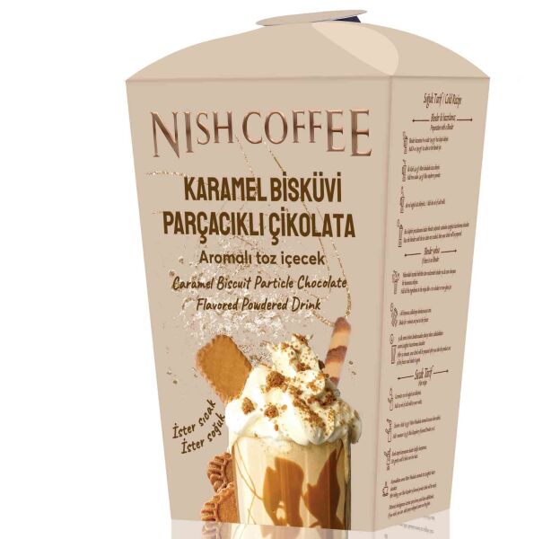 Nish Karamel Bisküvi Parçacıklı Çikolata, Blue Raspberry Aromalı Toz İçecek 2’li Set 2x250 Gr