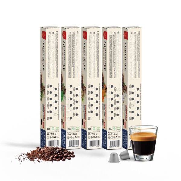 Nish Coffee Aromalı Kapsül Kahve 5'li Set (Kakule-Nane-Zencefil-Bal Kabağı-Hindistan Cevizi) - 50 Adet
