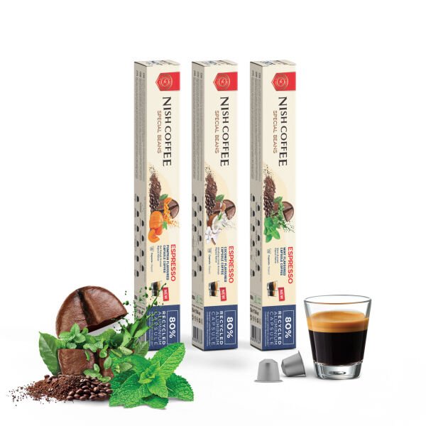 Nish Coffee Aromalı Kapsül Kahve 3'lü Set (Bal Kabağı-Nane-Hindistan Cevizi) - 30 Adet