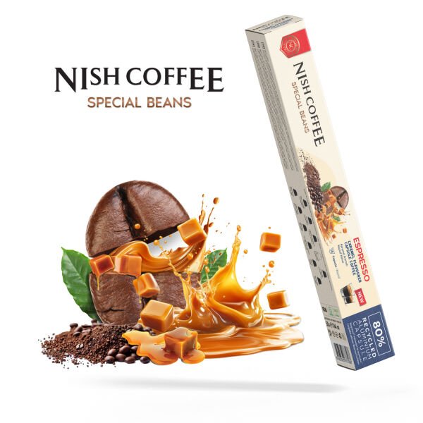 Nish Coffee Karamel  Aromalı Kapsül Kahve - 10 Adet