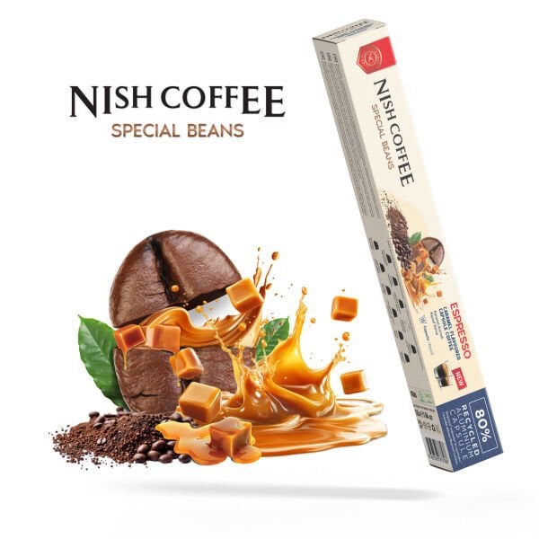 Nish Coffee Karamel  Aromalı Kapsül Kahve - 10 Adet