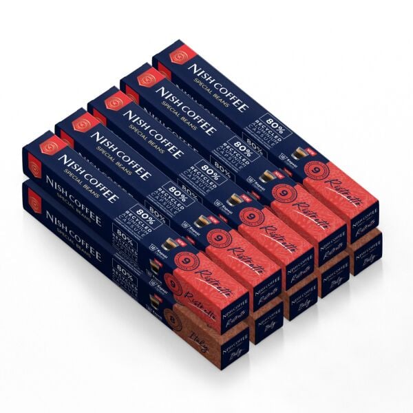 Nish Coffee Nespresso Uyumlu Kapsül Kahve 10'lu Set (5xItaly, 5xRisteretto)- 100 Adet