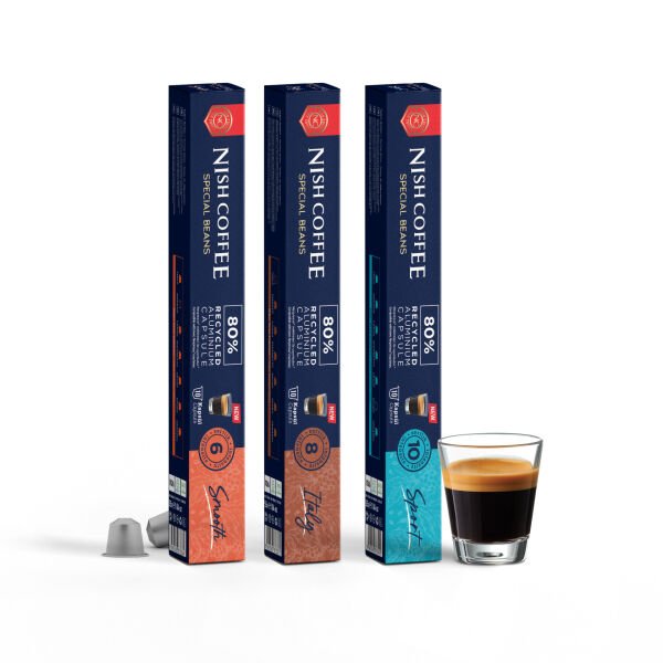 Nish Coffee Nespresso Uyumlu Kapsül Kahve 3'lü Set (Smooth,Italy,Sport)-30 Adet