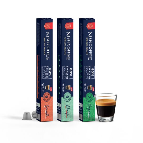 Nish Coffee Nespresso Uyumlu Kapsül Kahve 3'lü Set (Smooth,Decaf, Organik)-30 Adet