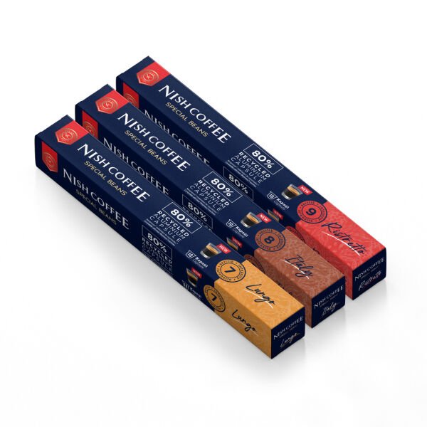 Nish Coffee Nespresso Uyumlu Kapsül Kahve 3'lü Set (Lungo,Italy,Risteretto)-30 Adet