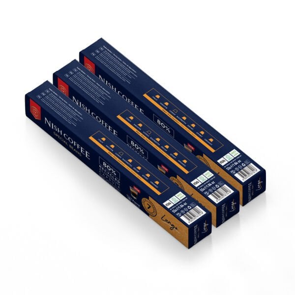 Nish Coffee Kapsül Kahve 6 Lungo 3'lü Set (Nespresso Uyumlu)-30 Adet