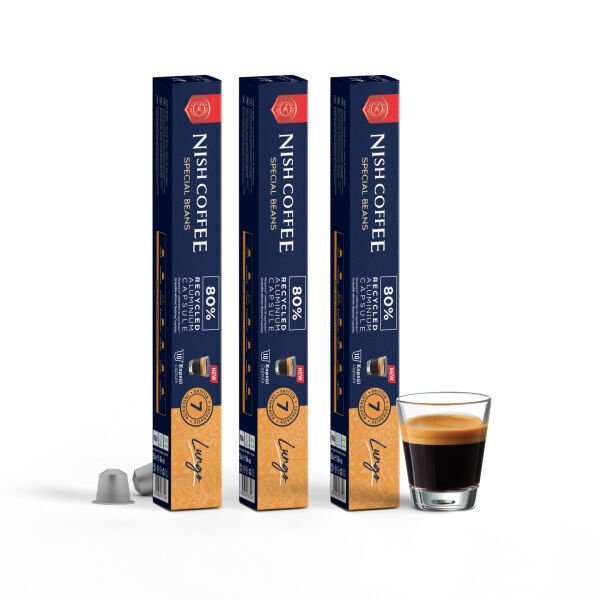 Nish Coffee Kapsül Kahve 6 Lungo 3'lü Set (Nespresso Uyumlu)-30 Adet