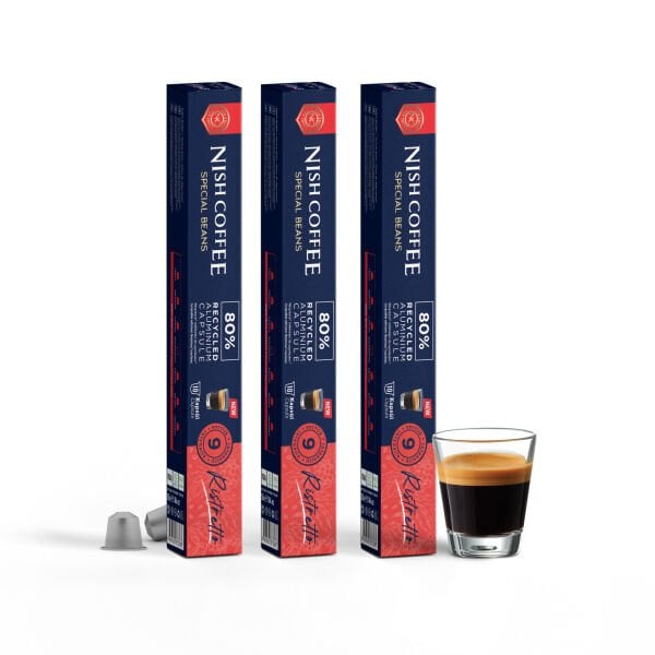 Nish Coffee Kapsül Kahve 10 Ristretto 3'lü Set (Nespresso Uyumlu)-30 Adet